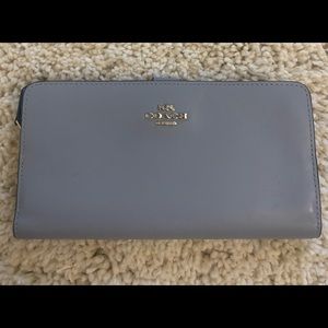 COACH Blue Leather Skinny Wallet